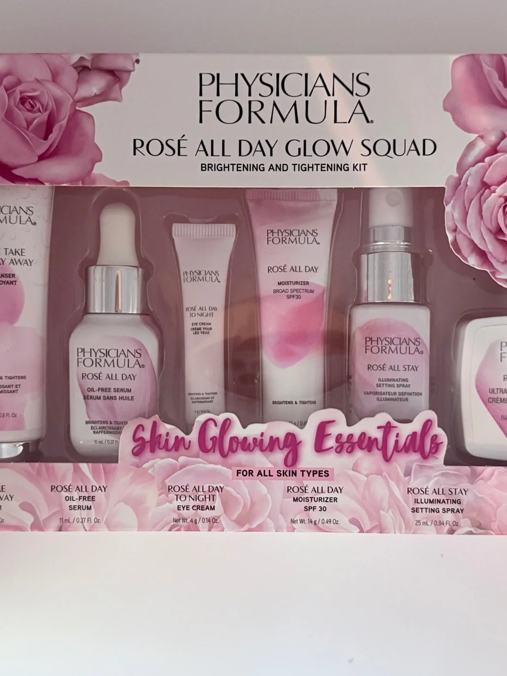 Physicians Formula Rosé All Day Glow Squad Brightening & Tightening Kit 6 Pc New
